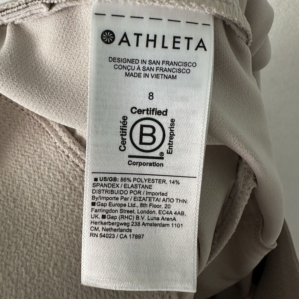 Athleta Endless High Rise Cargo Pant Sz 8 Abalone Beige Tapered Travel Trousers - Picture 12 of 13
